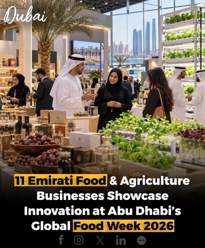 Eleven Emirati food and agriculture businesses are showcasing their products and technologies at Global Food Week 2026 in Abu Dhabi, highlighting the growth of local entrepreneurship and innovation.