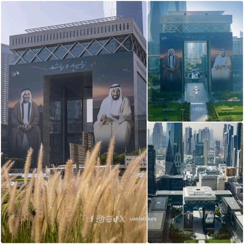 A stunning new artwork now decorates the Gate Building at DIFC—celebrating the legacy of the Great Sheikh Zayed &amp; Sheikh Rashid and the UAE’s journey from desert to space.