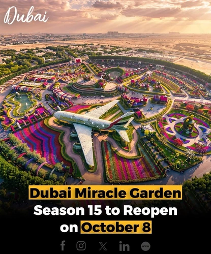 Dubai Miracle Garden will reopen for its 15th season on October 8, 2026, bringing back its iconic floral displays, themed attractions and family-friendly activities.