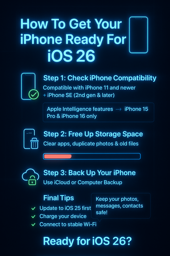 Is your iPhone ready for iOS 26? 🚀📱 Follow these simple steps and enjoy a smooth upgrade experience.