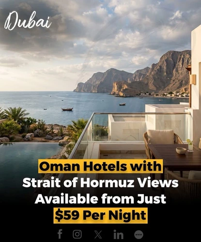 Hotels in Oman’s Musandam Peninsula are drawing attention with stunning views of the strategically important Strait of Hormuz, with room rates starting from just $59 per night. The dramatic coastline, mountain scenery, and peaceful atmosphere are attracting travelers looking for a unique getaway.