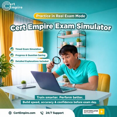 Cert Empire on X: "Want to feel ready before exam day?

Practice with the Cert Empire Exam Simulator in real exam mode. Check your speed, manage time, track progress, and learn from your mistakes with clear explanations.
Watch here: https://t.co/M