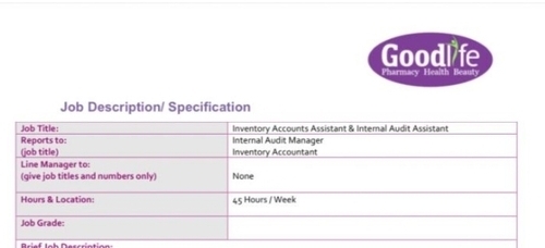Goodlife Hiring Inventory Accounts Assistant And Internal Audit Assistant