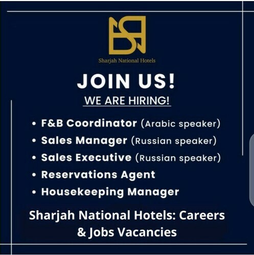 Sharjah National Hotels: Careers & Jobs Vacancies 2023 | The best chance to become a part of SNH Team