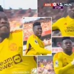 Andre Onana Seen Celebrating In Front Of Arsenal Fans After Man Utd Goal, His Joy Quickly Turned To Despair