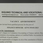 Kigumo College Hiring Finance Officer