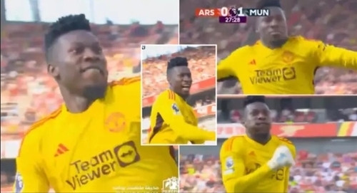 Andre Onana Seen Celebrating In Front Of Arsenal Fans After Man Utd Goal, His Joy Quickly Turned To Despair