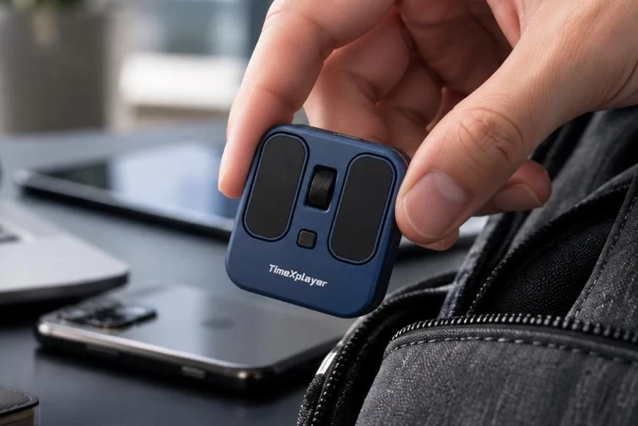 TimeXplayer V2: Tiny Scroll Wheel Mouse Doubles as Phone Remote
