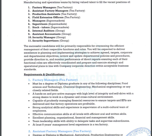Kipchichim Group Hiring In 11 Sections