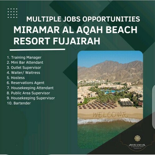 Miramar Al Aqah Beach Resort Fujairah: Open Multiple Jobs Opportunities 2023