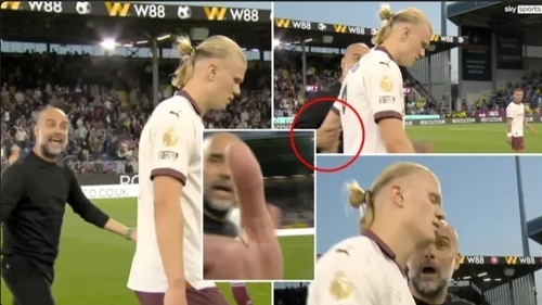 Pep Guardiola Pushes Camera Away After Being Caught In Furious Argument With Erling Haaland
