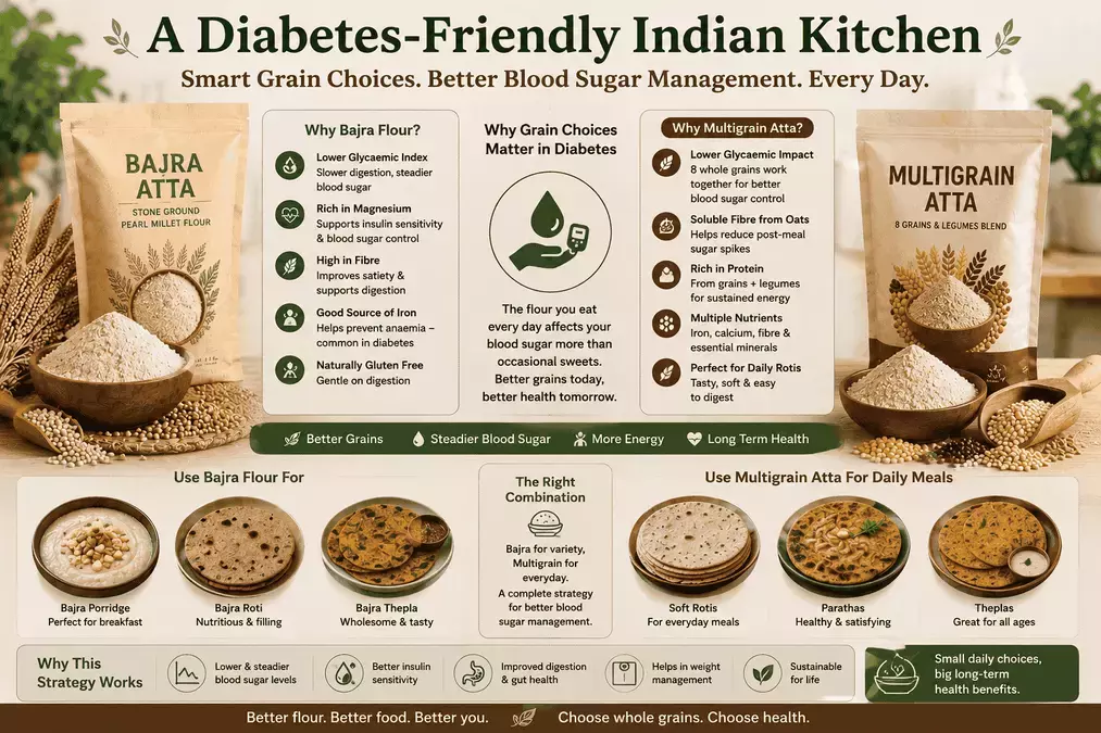 Diabetes Friendly Indian Kitchen Bajra Multigrain Blood Sugar | 10on10 foods