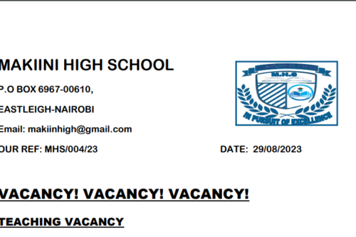 Makini High School Hiring Teachers