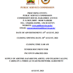Public Service Commission Advertises Tender : Supply of Airtime (Safaricom, Airtel and Telkom Calling Cards)