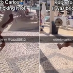 Roberto Carlos Plays Two-Touch With Fan On Holiday, He's Still Got It