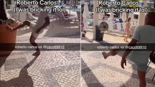 Roberto Carlos Plays Two-Touch With Fan On Holiday, He's Still Got It