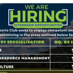 Internship Opportunities Open At Vetlab Sports Club : Finance. HR And Horticulture