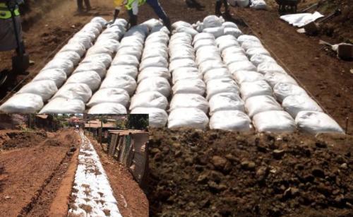 Residents Of Meru's Informal Settlements Use Sacks To Repair Roads