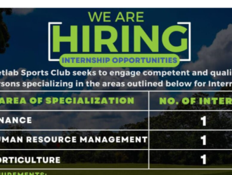 Internship Opportunities Open At Vetlab Sports Club : Finance. HR And Horticulture