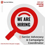 Senior Advocacy & Campaigns Coordinator Needed At Save The Children