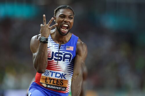 Lyles Earns Third Gold In Budapest As He Anchors US Men’s 4x100m Team To Win Over Italy