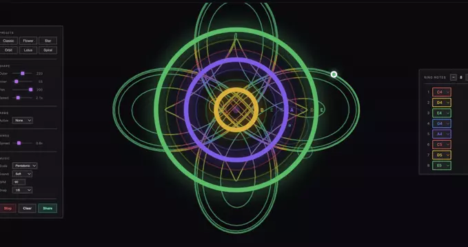 Musical Spirograph: Create Generative Art and Music in Your Browser