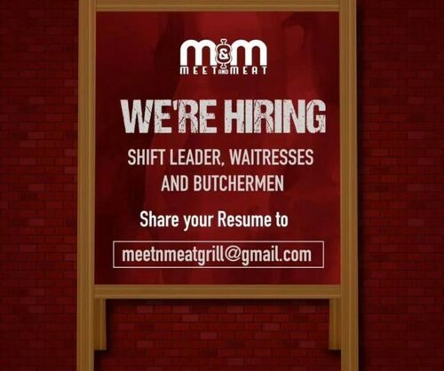 Meat & Meat Grill Hiring Waitresses, Butchermen and Shift leader