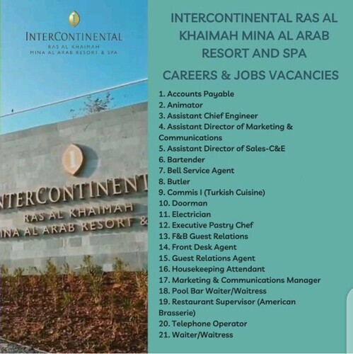 InterContinental Ras Al Khaimah Mina Al Arab Resort and Spa: Careers & Jobs Vacancies 2023