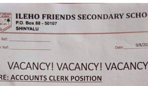 Ileho Friends Secondary School Hiring Accounts Clerk