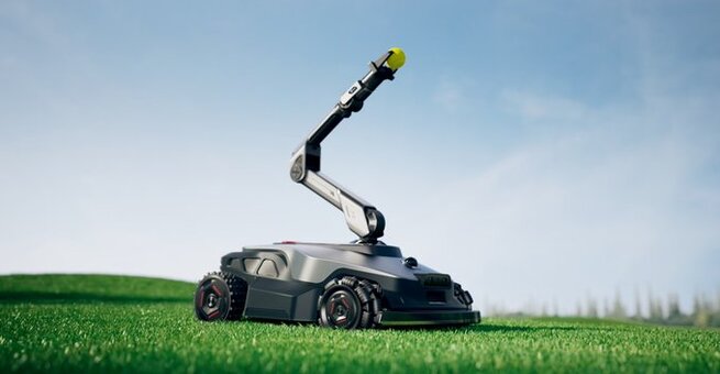 Robot Lawnmower With Arm Can Pick Fruit And Play With Pets