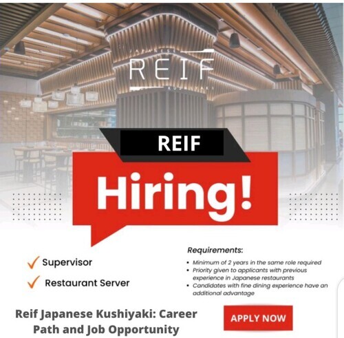Reif Japanese Kushiyaki: Careers & Jobs Vacancies 2023 | The Best Japanese Restaurant in Dubai