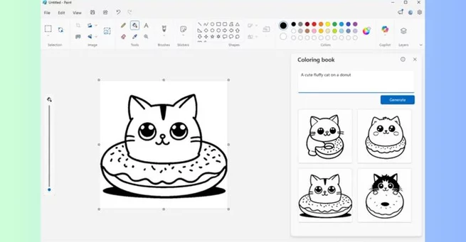 Microsoft Paint Adds AI Coloring Book Feature