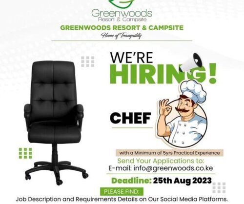 Greenwoods Resort and Campsite Eldoret Hiring Chef