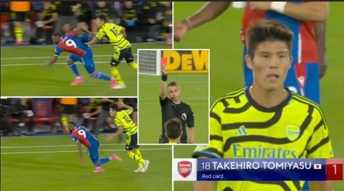 Arsenal Fans Left Baffled After Takehiro Tomiyasu Sent Off Against Crystal Palace