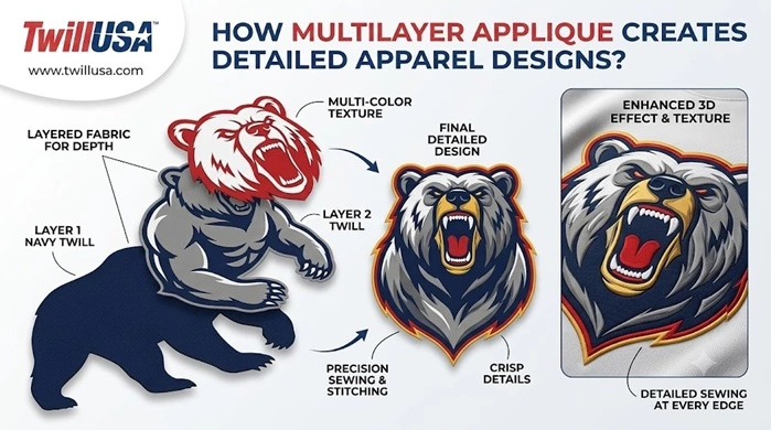 How Multilayer Applique Creates Detailed Apparel Designs?