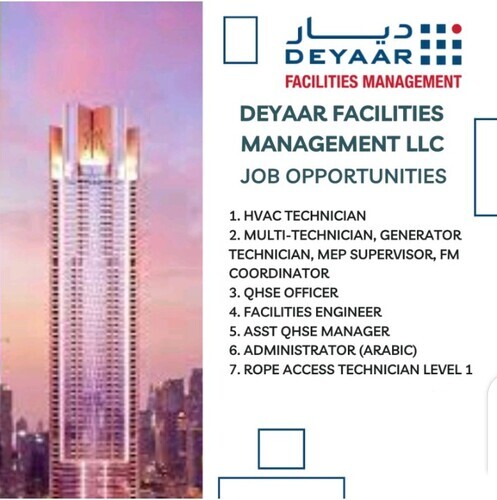 See More about Deyaar Facilities Management Job Opportunities, UAE 2023