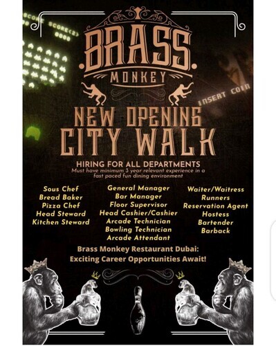 Brass Monkey Dubai: Open Multiple Jobs Opportunities | Vacancies In Dubai, Cairo- Egypt, And Riyadh, KSA 2023