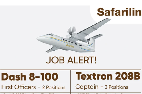Safarilink Job Opportunity: DASH 8 -100 First Officers & C208 B Caravan Captains Wanted