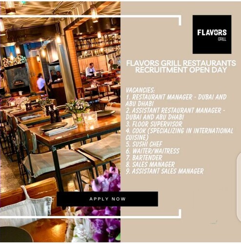 Flavors Grill Restaurants Recruitment Open Day 2023
