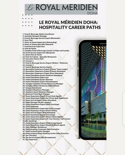 Le Royal Méridien Doha: Hospitality Career Paths | All Job Types, Options and Tourism Major Careers 2023