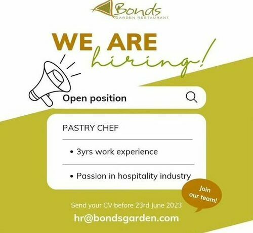 Bonds Garden Hiring Pastry Chef