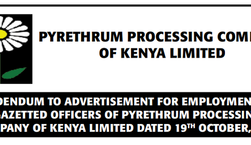 12 Vacancies Open At Pyrethrum Processing Company Of Kenya Limited