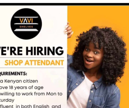 Vavi Shelves Hiring Shop Attendant