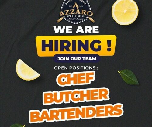Azzaro Hiring Chef, Bartenders And Butcher