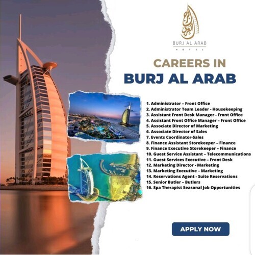 Careers In Burj Al Arab: Find Amazing Careers In Burj Al Arab With Job Vacancies 2023