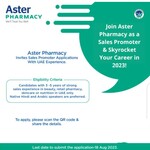 Join Aster Pharmacy as a Sales Promoter & Skyrocket Your Career in 2023!