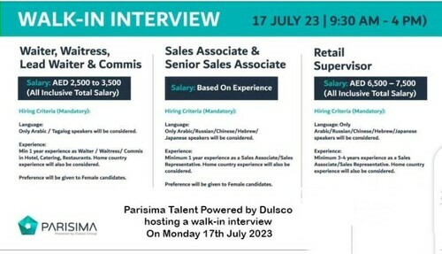 Dubai Walkin Interviews In The Week: Current Jobs Opportunity Across UAE | Newly Updated 2023