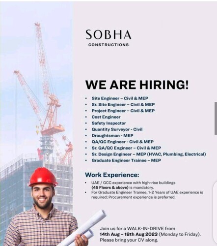 Land Your Dream Job in 2023: Sobha Constructions Hiring Now | Exclusive Walk-In Interviews in Dubai!