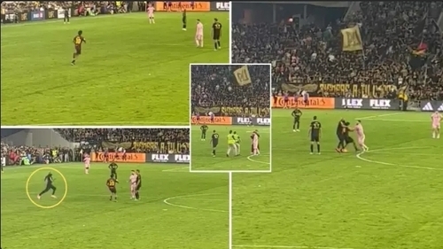 Lionel Messi's Bodyguard Sprints Onto The Pitch And Puts Pitch Invader In Headlock