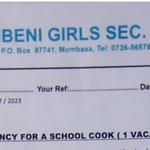 Kombeni Girls Hiring School Cook